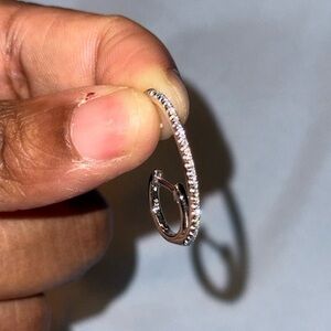 Cz sterling silver hoop cuff earring ONE 1 .925